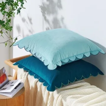 Decorative Scalloped Velvet Pillow Covers Set of 2
