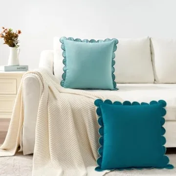 Decorative Scalloped Velvet Pillow Covers Set of 2