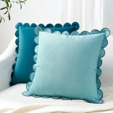 Decorative Scalloped Velvet Pillow Covers Set of 2