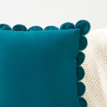 Decorative Scalloped Velvet Pillow Covers Set of 2