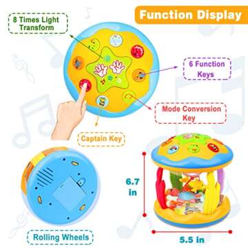 Aboosam Baby Toys 6 to 12 Months - Musical Learning Infants Ocean Rotating Projector Toy
