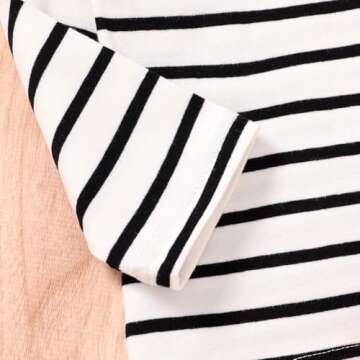 Toddler Baby Girl Fall Outfit Long Sleeve Stripe T-Shirt and Strap Dress Overall with One Pocket Clothes Sets (Brown, 2-3T)