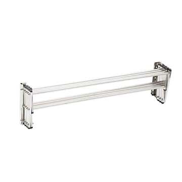 AERO W Racks Stainless Steel Wall Mounted Collapsible Laundry Clothes Drying Rack 60 Pound Capacity 22.5 Linear Ft