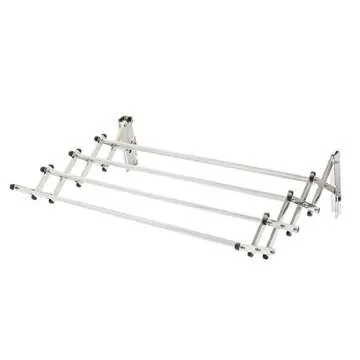 AERO W Racks Stainless Steel Wall Mounted Collapsible Laundry Clothes Drying Rack 60 Pound Capacity 22.5 Linear Ft