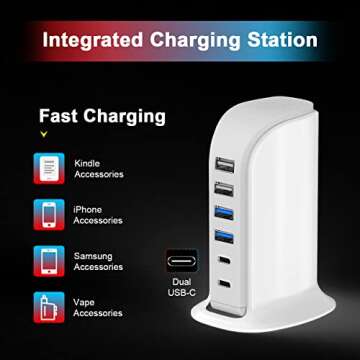 USB Charger Upoy, Charging Station for Multiple Devices 45W, Fast Charging Blocks with Dual Type C P...