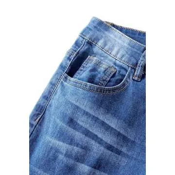 Andongnywell Mid Waist Juniors Womens Plus 70s Flared Bell Bottom Bootcut Denim Jeans Pants (Blue,XXXX-Large)