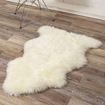 Natural Sheepskin Rug with Thick and Lush 2.5 Inch Pile | Fluffy, Hypoallergenic Sheep Fur Rug with Anti-Skid Back | 2 x 3 ft Small Sheepskin Wool Area Rugs, Natural