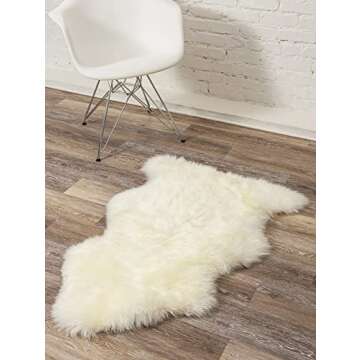 Natural Sheepskin Rug with Thick and Lush 2.5 Inch Pile | Fluffy, Hypoallergenic Sheep Fur Rug with Anti-Skid Back | 2 x 3 ft Small Sheepskin Wool Area Rugs, Natural