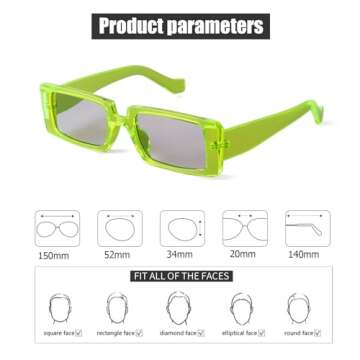 SORVINO Trendy Rectangle Sunglasses for Women Vintage 90s Retro Fashion Narrow Cool Square Sunglasses