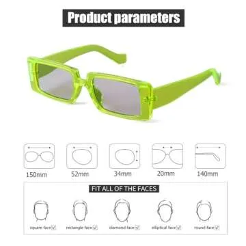 SORVINO Trendy Rectangle Sunglasses for Women Vintage 90s Retro Fashion Narrow Cool Square Sunglasses