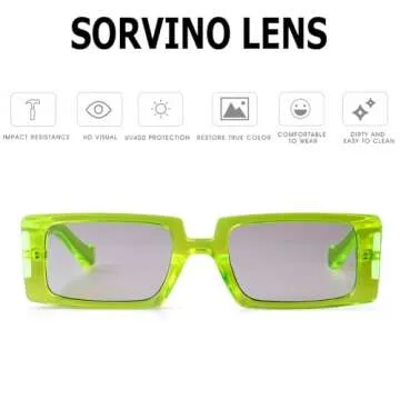 SORVINO Trendy Rectangle Sunglasses for Women Vintage 90s Retro Fashion Narrow Cool Square Sunglasses