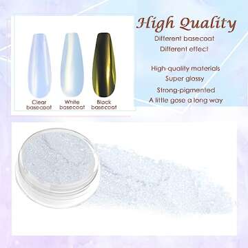 Laza White Chrome Nail Powder Glazed Donut Nails Metallic Effect Pigment Shimmer Pearlescent Mica Powder Iridescent Aurora Nail Glitter Fairy Dust Gel Nail Art Supplies Nail Techs – Pearl Chrome