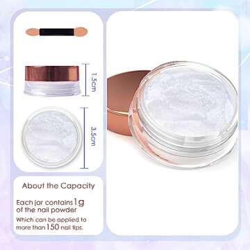 Laza White Chrome Nail Powder Glazed Donut Nails Metallic Effect Pigment Shimmer Pearlescent Mica Powder Iridescent Aurora Nail Glitter Fairy Dust Gel Nail Art Supplies Nail Techs – Pearl Chrome