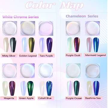 Laza White Chrome Nail Powder Glazed Donut Nails Metallic Effect Pigment Shimmer Pearlescent Mica Powder Iridescent Aurora Nail Glitter Fairy Dust Gel Nail Art Supplies Nail Techs – Pearl Chrome