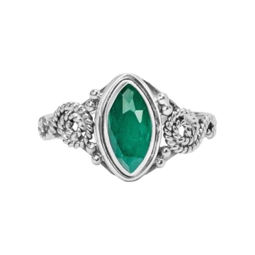 Emerald Stone Ring - 925 Sterling Silver Statement Ring for Women - Handmade Gift