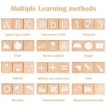 AXEARTE Alphabet Letters Stacking Blocks, 26 Wooden ABC Building Blocks for Toddlers, Number, Animal...