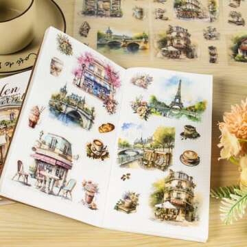 Flower Stickers for Scrapbooking,Vintage Natural Stickers 20Page 120pcs Transparent Scrapbook Supplies Journal Stickers Book for Card Making Journaling Envelopes DIY