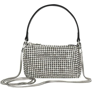 Silver Rhinestone Pouch Handbag for Elegant Women