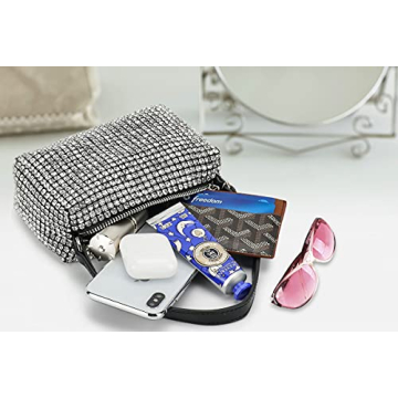 Silver Rhinestone Pouch Handbag for Elegant Women