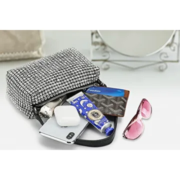 Silver Rhinestone Pouch Handbag for Elegant Women