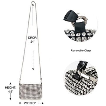 Silver Rhinestone Pouch Handbag for Elegant Women