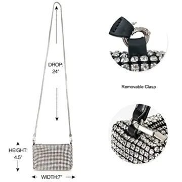 Silver Rhinestone Pouch Handbag for Elegant Women