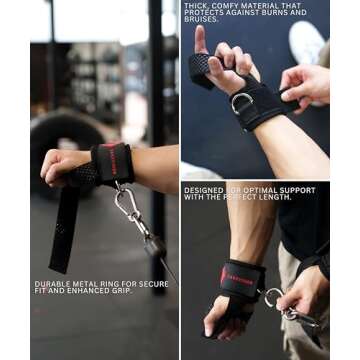 Ekkovision Weight Lifting Straps With Cuffed D Ring, Wrist Support for Men, Heavy Duty Thick Comfortable Lifting Straps, Secure Fit, Enhanced Grip, Straps for Weightlifting & Gym Training, Black