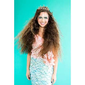 Ursula Costume Women Crown, Vofler Gold Tiara Mermaid Evil Queen Elf Witch Seashell Shell Coral Pearl Branch Headband Accessories for Princess Bride Adult Girl Halloween Party Birthday Wedding Pageant