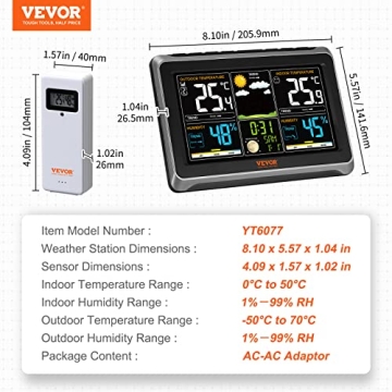 VEVOR Weather Station with Large Color Display and Sensors