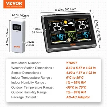 VEVOR Weather Station with Large Color Display and Sensors