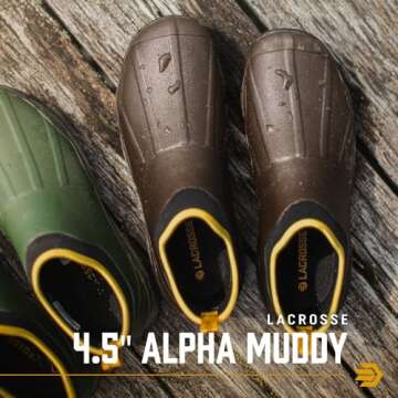 LaCrosse Alpha Muddy 4.5" Rubber Boots for Men Featuring Waterproof Rubber, Pull-On Design, and Eva ...