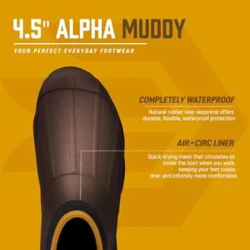 LaCrosse Alpha Muddy 4.5" Rubber Boots for Men Featuring Waterproof Rubber, Pull-On Design, and Eva Footbed, Brown - 10 M
