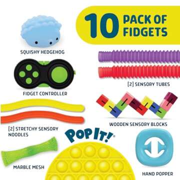 Chuckle & Roar Sensory Fidget Box - 10pk Tactile & Sensory Engagement Play - Preschool Friendly - Sa...