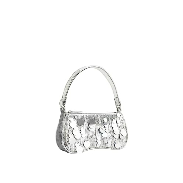 JW PEI Eva Mini Shoulder Bag Metallic Sequin Silver Vegan