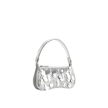 JW PEI Eva Mini Shoulder Bag Metallic Sequin Silver Vegan