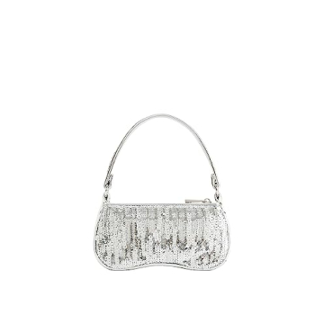 JW PEI Eva Mini Shoulder Bag Metallic Sequin Silver Vegan