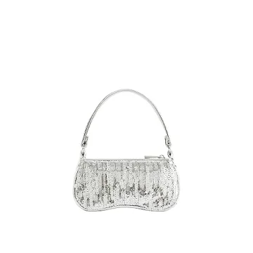 JW PEI Eva Mini Shoulder Bag Metallic Sequin Silver Vegan