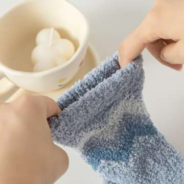 fauson 5 Pairs Fuzzy Socks, Cozy Winter Socks for Women, Soft Slipper Socks, Polyester/Spandex, 1.0 Count, Round Toe, Crew Length, Unisex-Adults