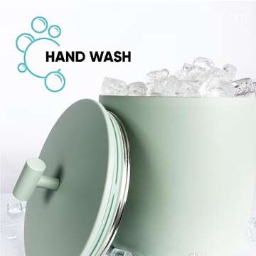 Simple Modern Vacuum Insulated Ice Bucket with Lid and Scoop | for Cocktail, Champagne, Wine, Beer, & Hosting | Stainless Steel 100oz Capacity for Large Parties | Rocks Collection | Almond Birch