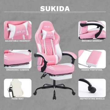 Ergonomic Gaming Chair with Massage Support and Style