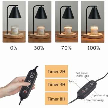 YODEWA Candle Warmer Lamp with Timer and Dimmer Wood Base, Farmhouse Electric Candle Lamps Warmer for Jar Candles Housewarming Gifts New Home Decor Birthday Gifts for Women/Daughter/Mom - Black