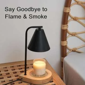 YODEWA Candle Warmer Lamp with Timer and Dimmer Wood Base, Farmhouse Electric Candle Lamps Warmer for Jar Candles Housewarming Gifts New Home Decor Birthday Gifts for Women/Daughter/Mom - Black