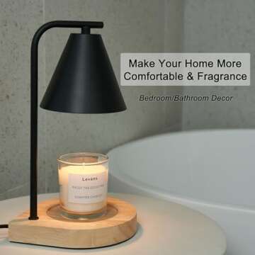 YODEWA Candle Warmer Lamp with Timer and Dimmer Wood Base, Farmhouse Electric Candle Lamps Warmer for Jar Candles Housewarming Gifts New Home Decor Birthday Gifts for Women/Daughter/Mom - Black
