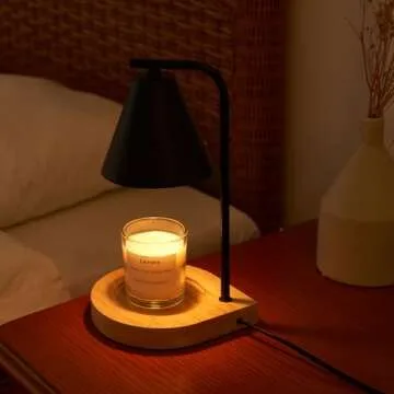 YODEWA Candle Warmer Lamp with Timer and Dimmer Wood Base, Farmhouse Electric Candle Lamps Warmer for Jar Candles Housewarming Gifts New Home Decor Birthday Gifts for Women/Daughter/Mom - Black