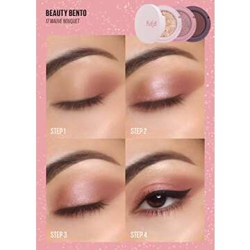 Kaja Eye Bento Collection - Bouncy Eyeshadow Trio | 17 Mauve Bouquet | Mauve Berry Tone | Vegan, Cruelty free