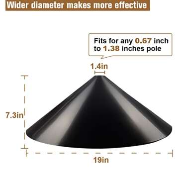 Garbuildman Squirrel Baffle for Bird Feeder Pole, Outside Pole Mount Bird House Guard for Outdoor Shepherd’s Hook, 19 Inch Diameter, 1 Pack