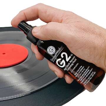 GrooveWasher Vinyl Record Cleaning Kit – Handcrafted Walnut Handle with Scratch-Free Microfiber Pad, Essential LP Care System Includes G2 Cleaning Fluid Spray + Bonus, Erase Fingerprint Oils & Dirt