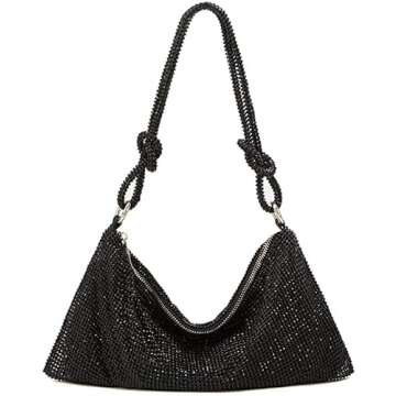 UMREN Rhinestone Hobo Bags for Women Chic Evening Handbag Sparkly Crystal Cluth Purse for Party Club...