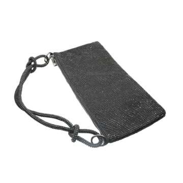 UMREN Rhinestone Hobo Bags for Women Chic Evening Handbag Sparkly Crystal Cluth Purse for Party Club Wedding (Black)