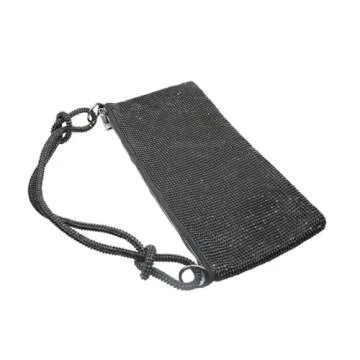 UMREN Rhinestone Hobo Bags for Women Chic Evening Handbag Sparkly Crystal Cluth Purse for Party Club Wedding (Black)